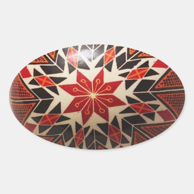 Pegatina Ovalada Huevo ucraniano de Pascua pintado a mano (Anverso)