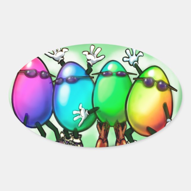 Pegatina Ovalada Huevos de Pascua (Anverso)