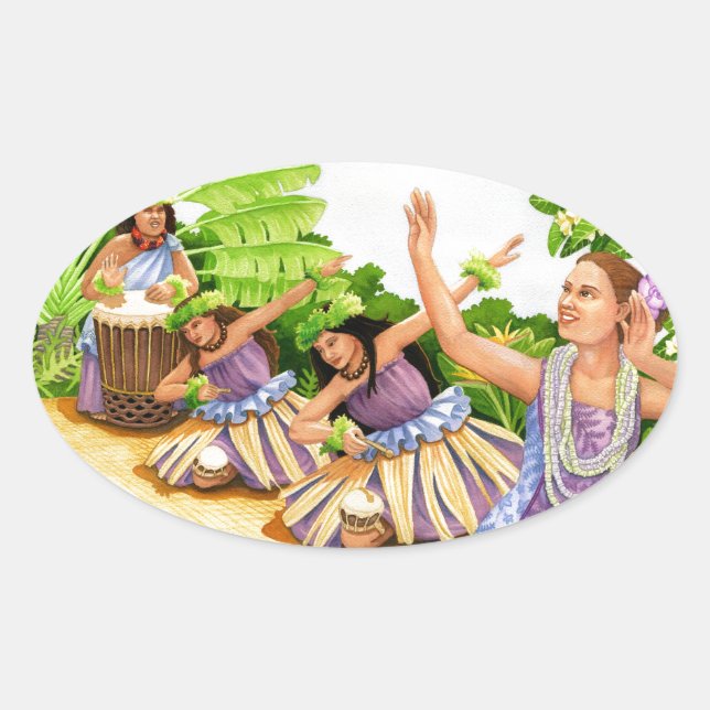 Pegatina Ovalada Hula (Anverso)