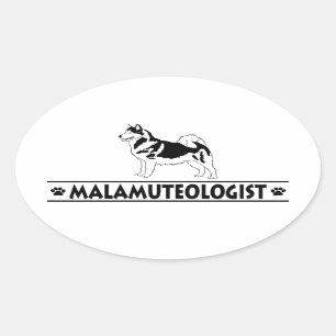 Pegatina Ovalada Humorístico Alaska Malamute
