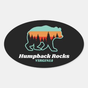 Pegatina Ovalada Humpbacks Rocks Virginia VA Bear Retro Regalo