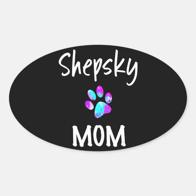 Pegatina Ovalada Husky | Shepsky Mom German Shepherd Husky Mix Dog (Anverso)