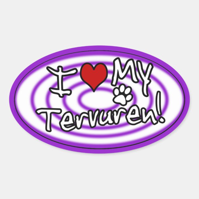 Pegatina Ovalada Hypno Purple Amo a mis Tervuren (Anverso)