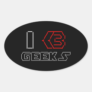 Pegatina Ovalada I Heart Geeks ASCII ART