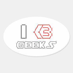 Pegatina Ovalada I Heart Geeks ASCII ART