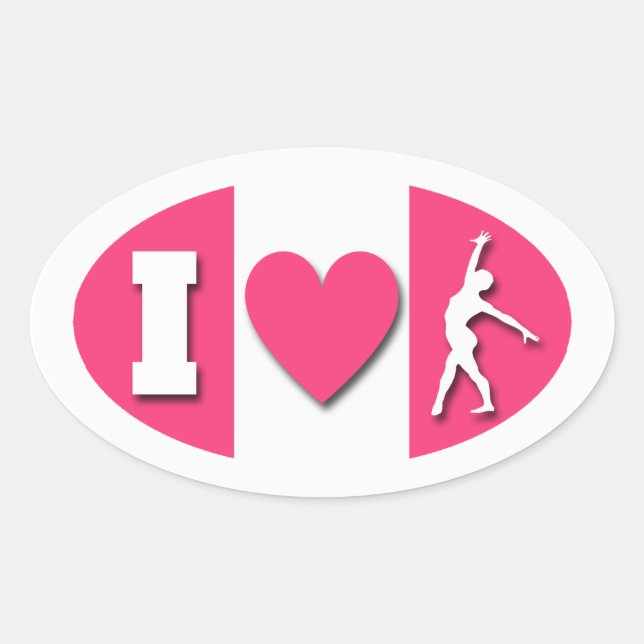 Pegatina Ovalada I Heart Gymnastics (Anverso)