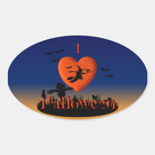 Pegatina Ovalada I Heart Halloween - New Twist