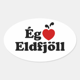 Pegatina Ovalada I Heart (Love) Volcanes [Ég Elska Eldfjöll]