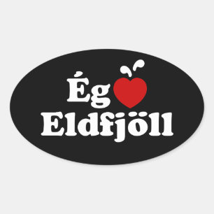 Pegatina Ovalada I Heart (Love) Volcanes [Ég Elska Eldfjöll]