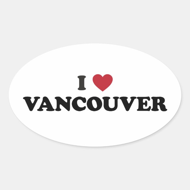 Pegatina Ovalada I Heart Vancouver Canada (Anverso)