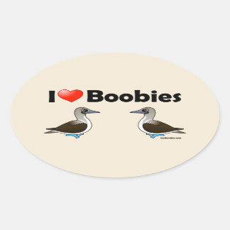 Pegatina Ovalada I Love Blue-footed Boobies
