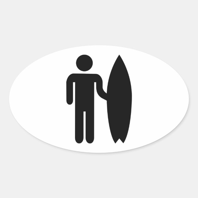 Pegatina Ovalada Icono de la persona que practica surf (Anverso)