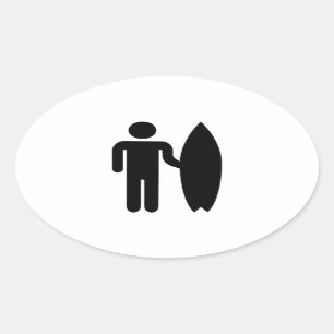 Pegatina Ovalada Icono de la persona que practica surf