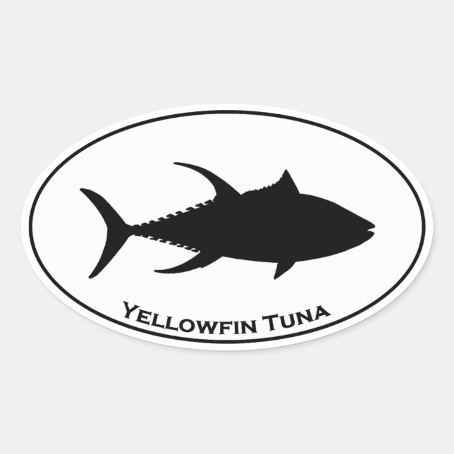 Pegatina Ovalada Icono del atún de Yellowfin (Anverso)