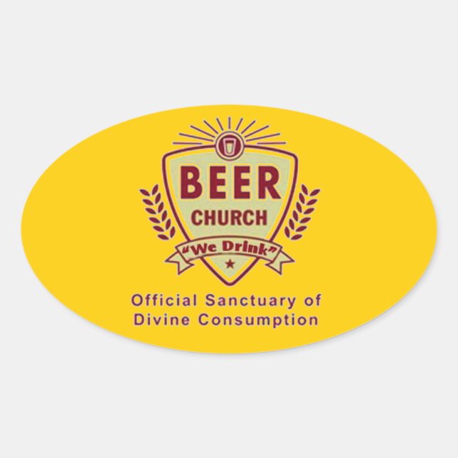 PEGATINA OVALADA IGLESIA DE CERVEZA (Anverso)
