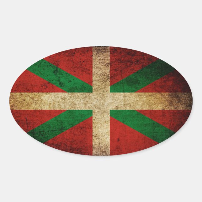 Pegatina Ovalada Ikurriña antigua (Anverso)