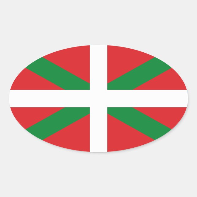 Pegatina Ovalada Ikurriña autoadhesivo (Anverso)