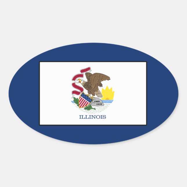 Pegatina Ovalada Illinois (Anverso)