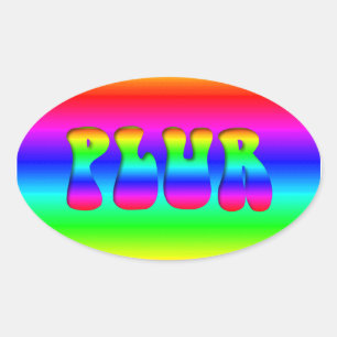 Pegatina Ovalada Ilusión óptica arco iris PLUR
