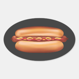 Pegatina Ovalada Ilustración de comida rápida de hot dog