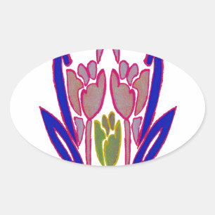 Pegatina Ovalada Impresión de arte de acuarela Rosa elegante