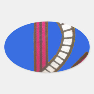 Pegatina Ovalada Impresión de arte de ancla roja