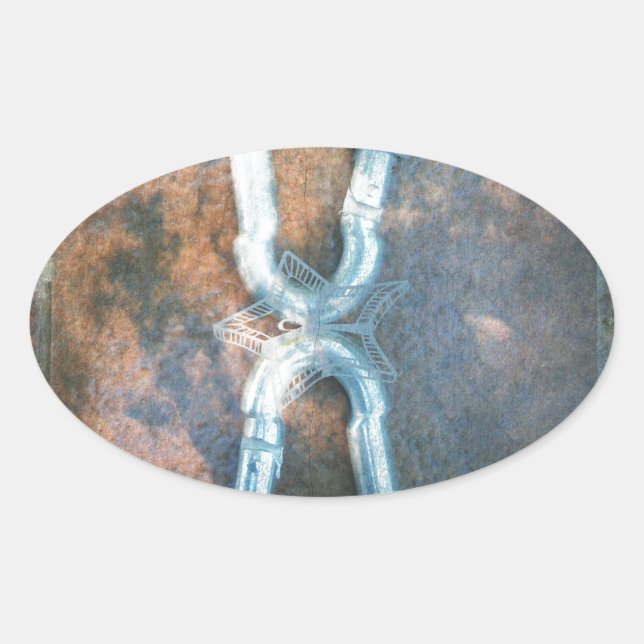 Pegatina Ovalada Impresión de arte de carabiners vinculados (Anverso)