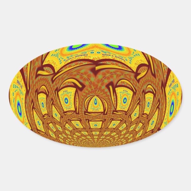 Pegatina Ovalada Impresión de arte de guantes de beisbol dorado (Anverso)