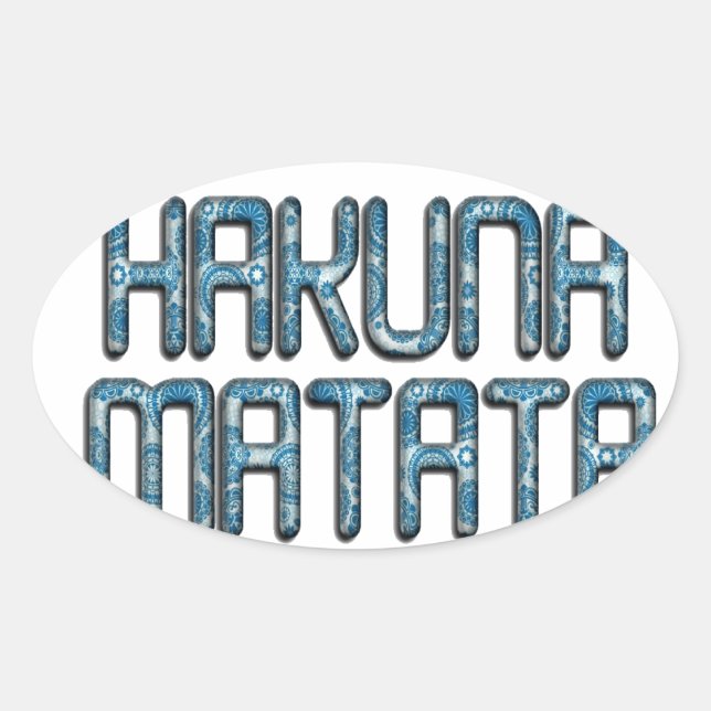 Pegatina Ovalada Impresión de arte de Hakuna Matata 3D (Anverso)
