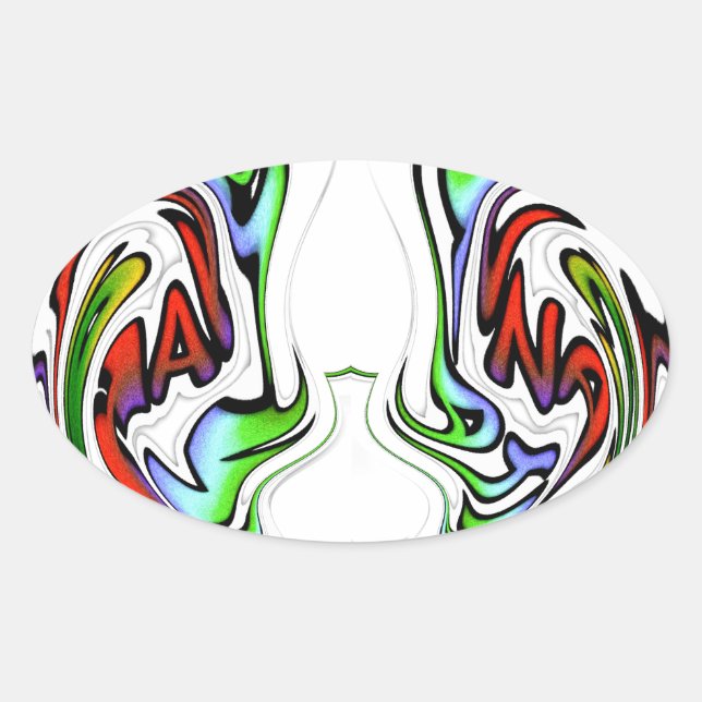 Pegatina Ovalada Impresión de arte de hakuna matata asombrosa (Anverso)