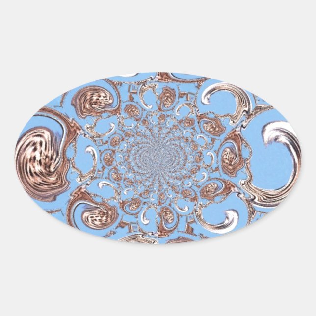Pegatina Ovalada Impresión de arte de Kaleidoscope vintage (Anverso)