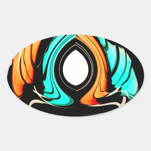 Pegatina Ovalada Impresión de arte de patrones tradicionales africa (Anverso)