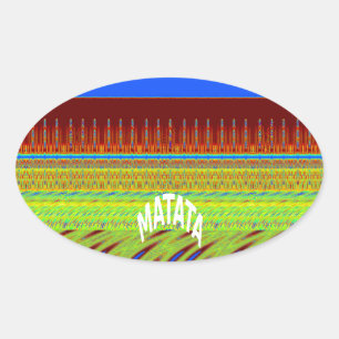 Pegatina Ovalada Impresión de arte geométrico colorido