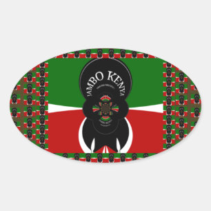 Pegatina Ovalada Impresión de arte Jambo Kenya