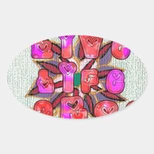 Pegatina Ovalada Impresión de arte "Live Life Large"