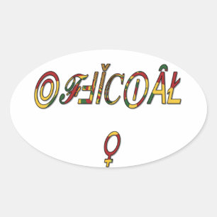 Pegatina Ovalada Impresión de arte "OFICIAL" de símbolo femenino in