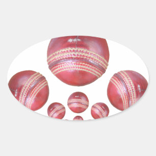 Pegatina Ovalada Impresión de bolas de cricket para aficionados al 
