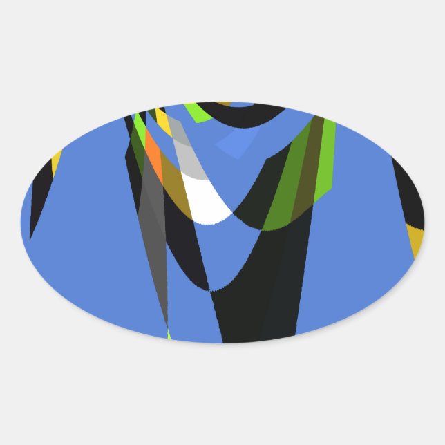 Pegatina Ovalada Impresión de dibujos animados con motivos tribales (Anverso)