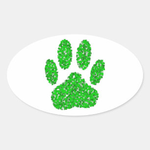 Pegatina Ovalada Impresión de hojas de perro de follaje verde