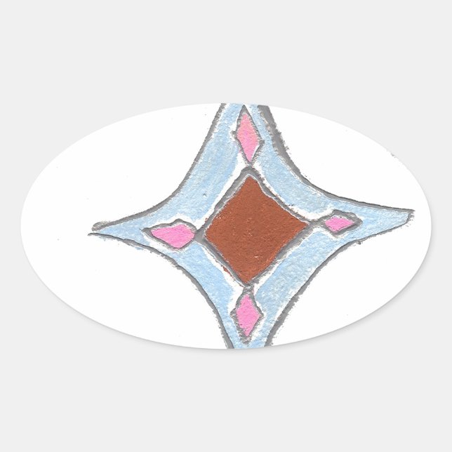 Pegatina Ovalada Impresión de pintura de aceite de Mandala (Anverso)