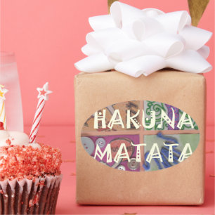 Pegatina Ovalada Impresión de Rótulo Hakuna Matata