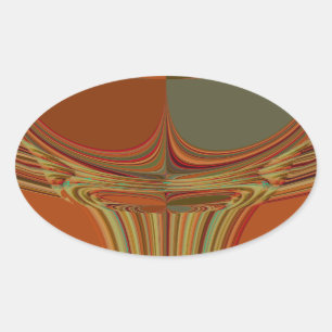Pegatina Ovalada Impresión del arte contemporáneo tradicional de la
