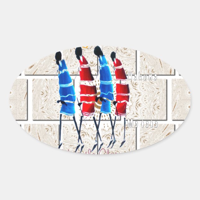 Pegatina Ovalada Impresión del arte cristiano masái morans (Anverso)