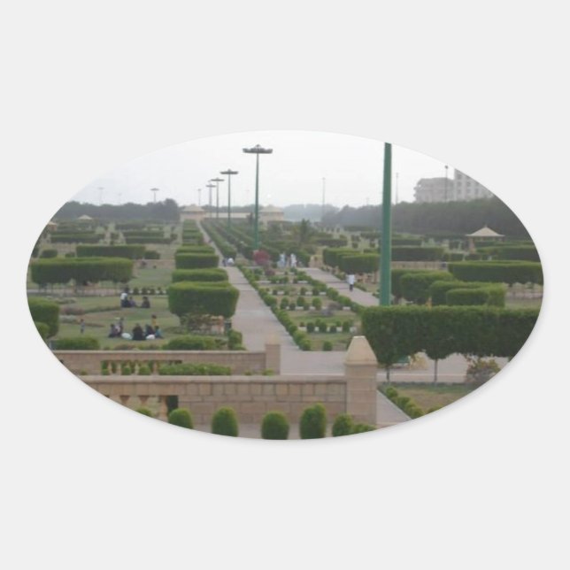 Pegatina Ovalada Impresión paisajística de Benazir Park (Anverso)