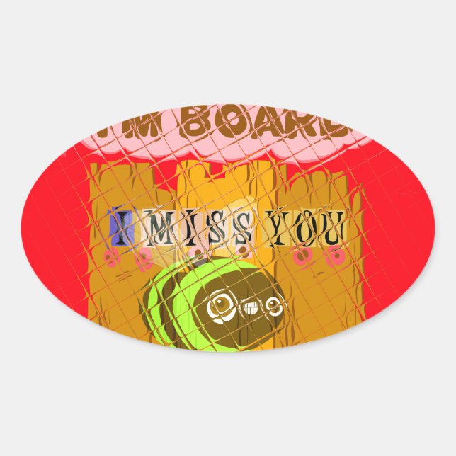 Pegatina Ovalada Impresión Quirky Bee Art (Anverso)