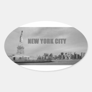 Pegatina Ovalada Impresionante ciudad de Nueva York