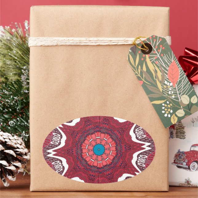 Pegatina Ovalada Imprimir arte de patrón tribal étnico sindhi (Vacaciones)