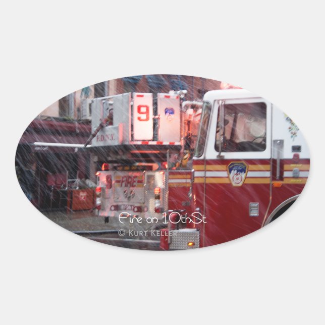 Pegatina Ovalada Incendio en 10.º ST (Anverso)