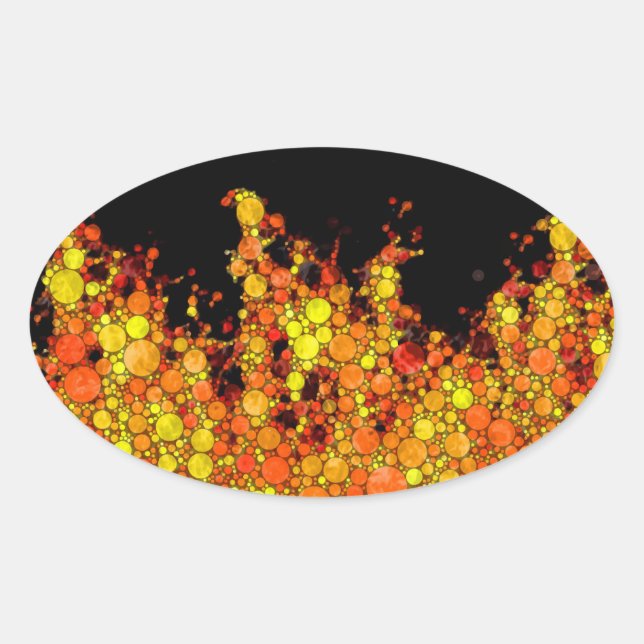 Pegatina Ovalada Incendios en negro de Guay (Anverso)