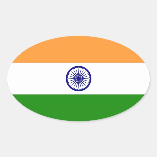 Pegatina Ovalada India - Bandera nacional india (Anverso)